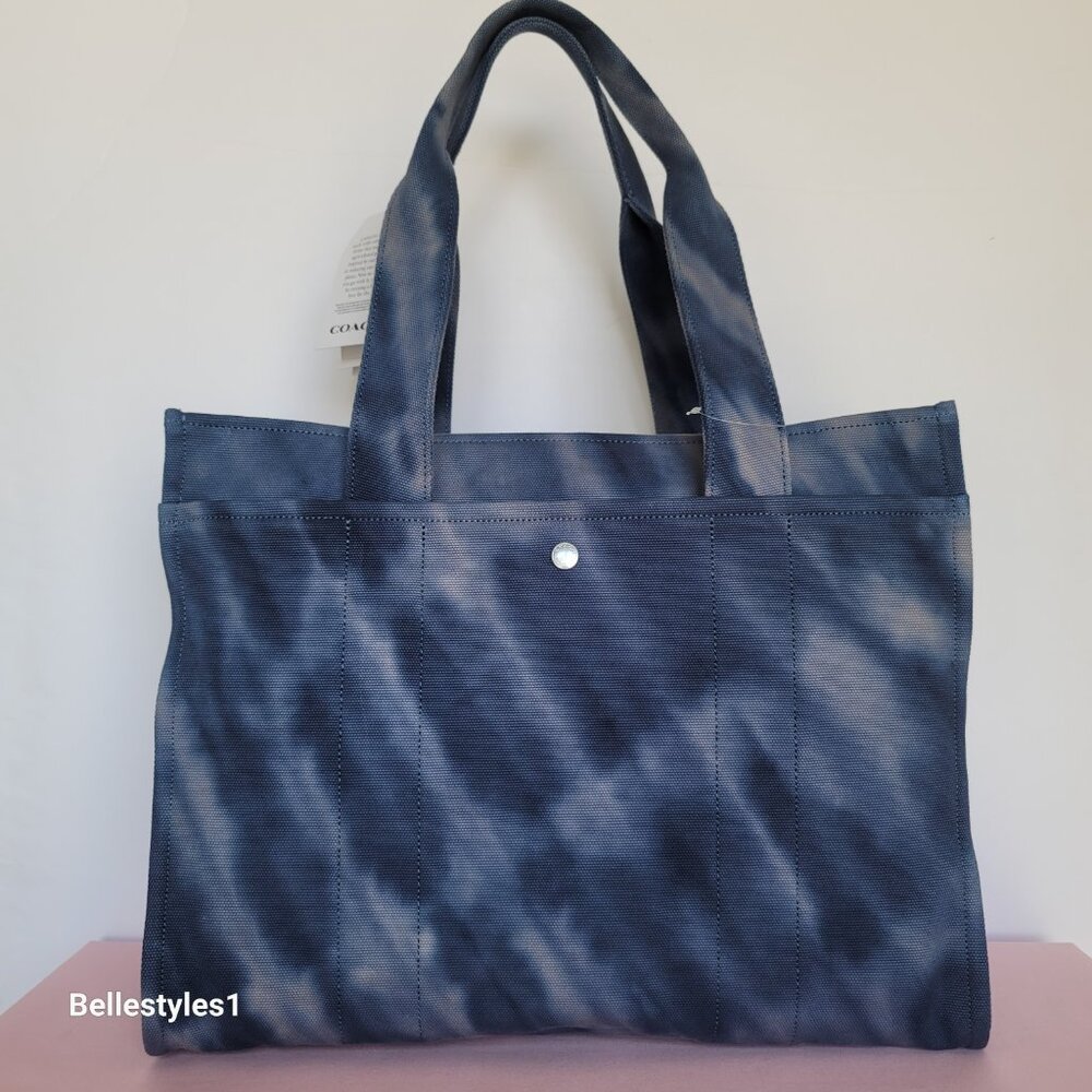 COACH Tie Dye Cargo 42 Canvas Large Tote -Midnight Navy color ⭐ - Picture 6 of 16